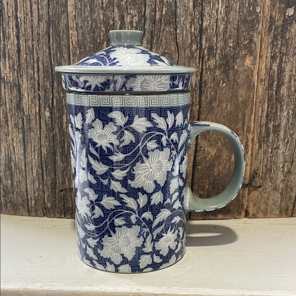 Yi Long | Oriental Tea Mug With Lid & Infuser | Chinese | Porcelain |Floral |Set
